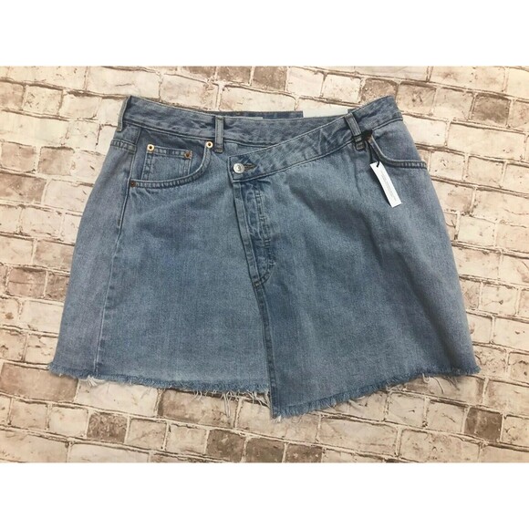 TOPSHOP MOTO jean Skirt 10 Distressed Raw Hem Nordstrom - Picture 1 of 4